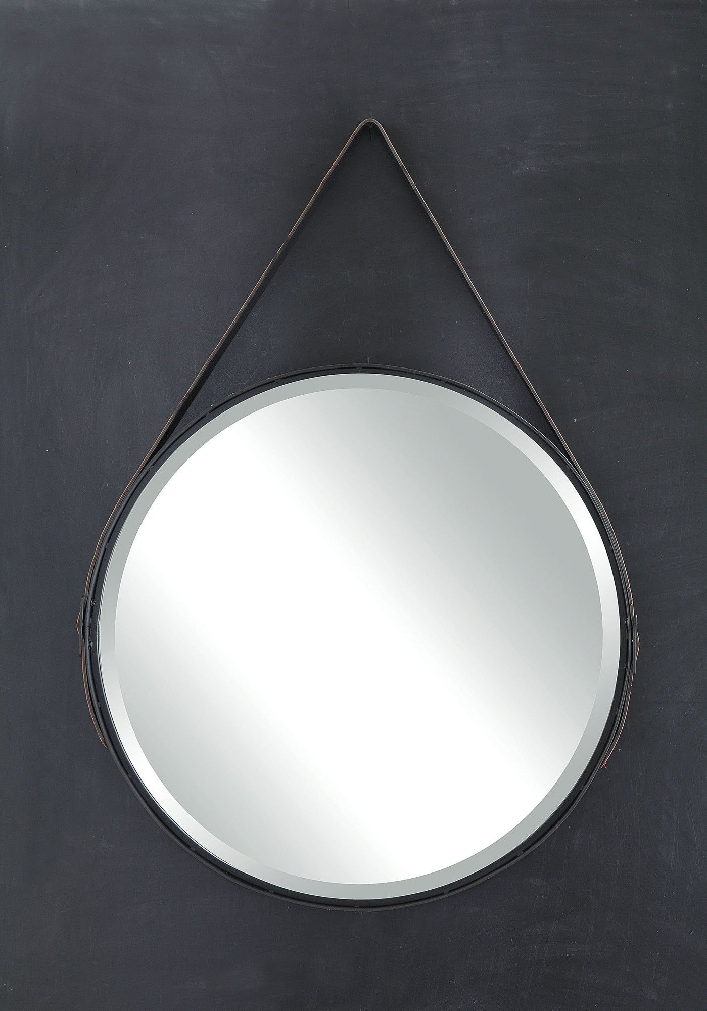 Round Mirror With Leather Strap | Mirrors With Leather Straps, Metal In Black Leather Strap Wall Mirrors (View 14 of 15)