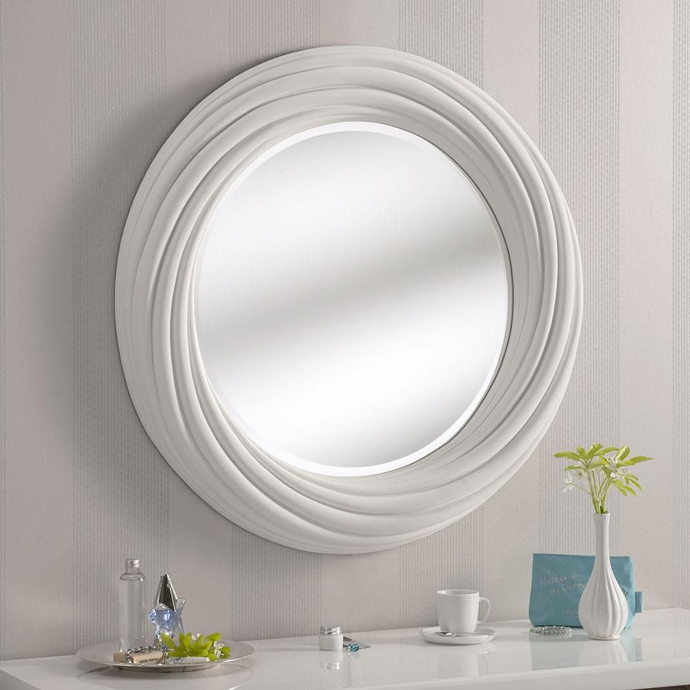 Round Swirl Framed Mirror: White – £ (View 3 of 15)