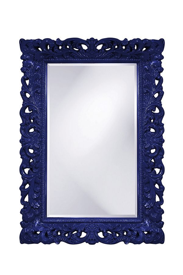 Royal Blue Ornate Barcelona Mirror | Howard Elliott | Antique Mirror Inside Royal Blue Wall Mirrors (Photo 6 of 15)