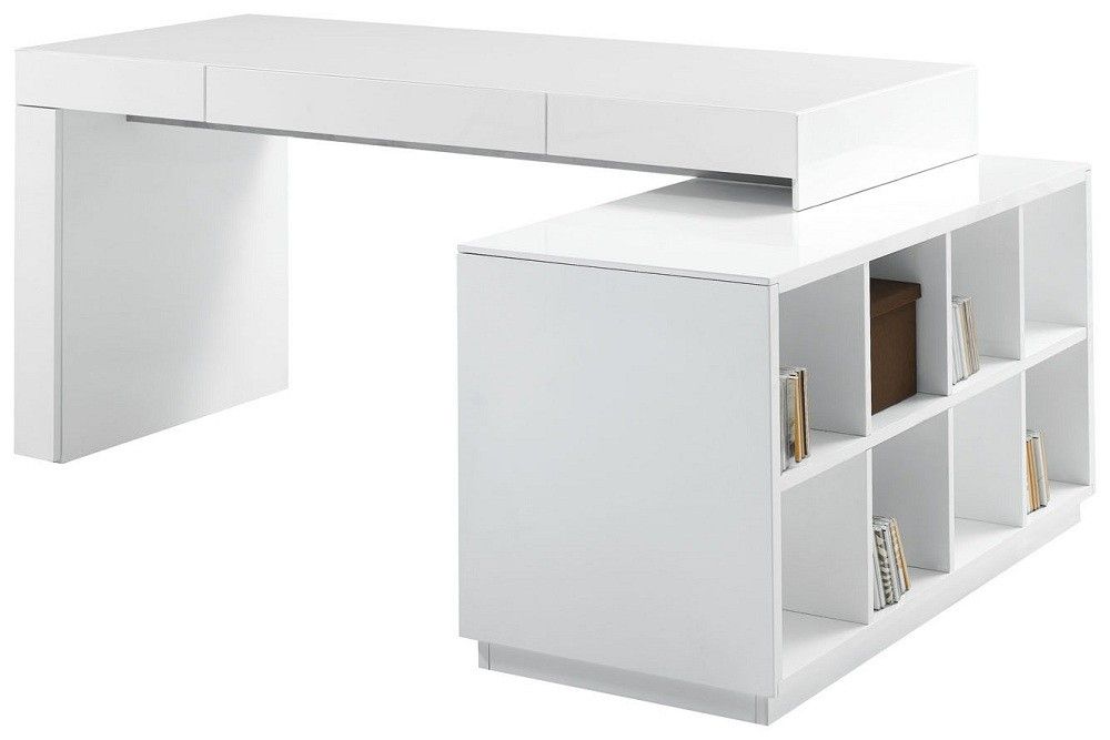 S005 Modern Office Desk White High Gloss Available For Purchase At Nova Pertaining To Glossy White And Chrome Modern Desks (Photo 13 of 15)