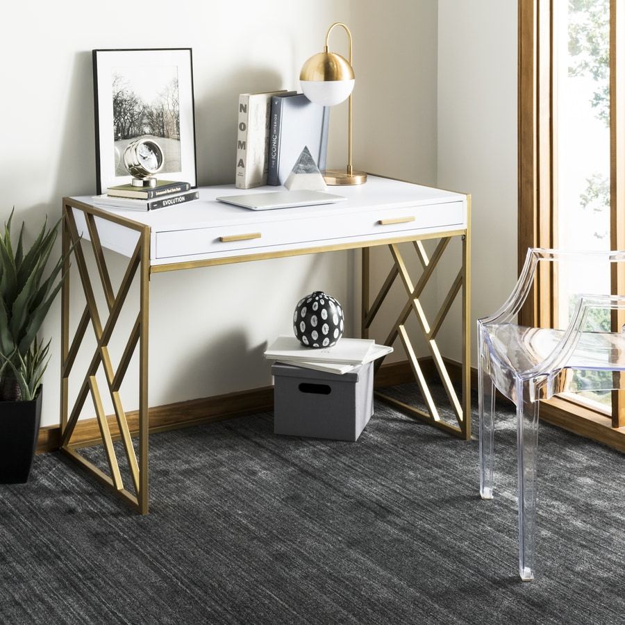 Safavieh Elaine Contemporary White Writing Desk At Lowes Inside White Wood Modern Writing Desks (View 2 of 15)