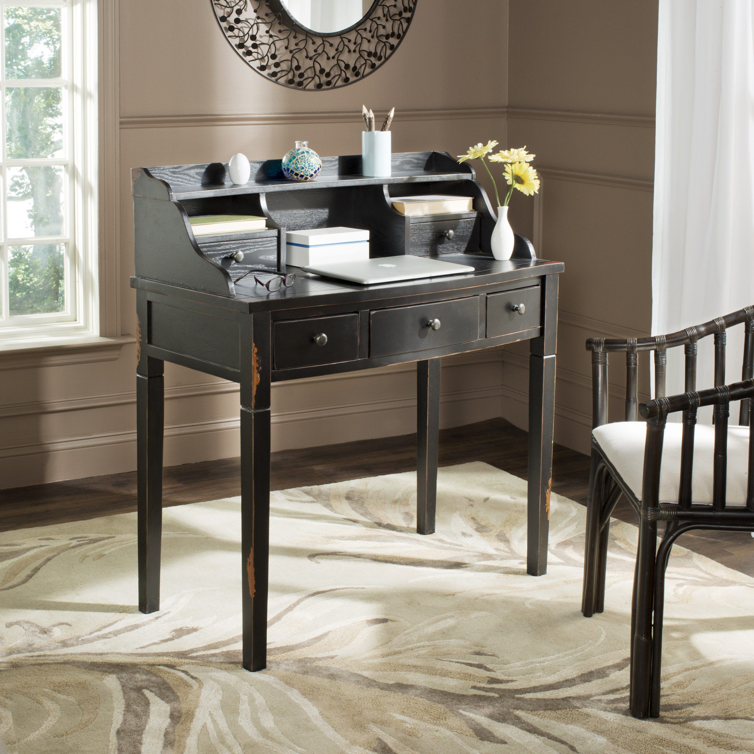 Safavieh Landon Solid Contemporary 5 Drawer Writing Desk – Walmart With Modern Office Writing Desks (View 2 of 15)