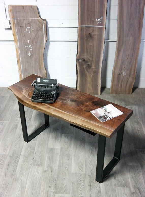 Sale: Live Edge Black Walnut Desk Natural Rusticelpisworks With Natural Wood And Black Metal Office Desks (View 12 of 15)