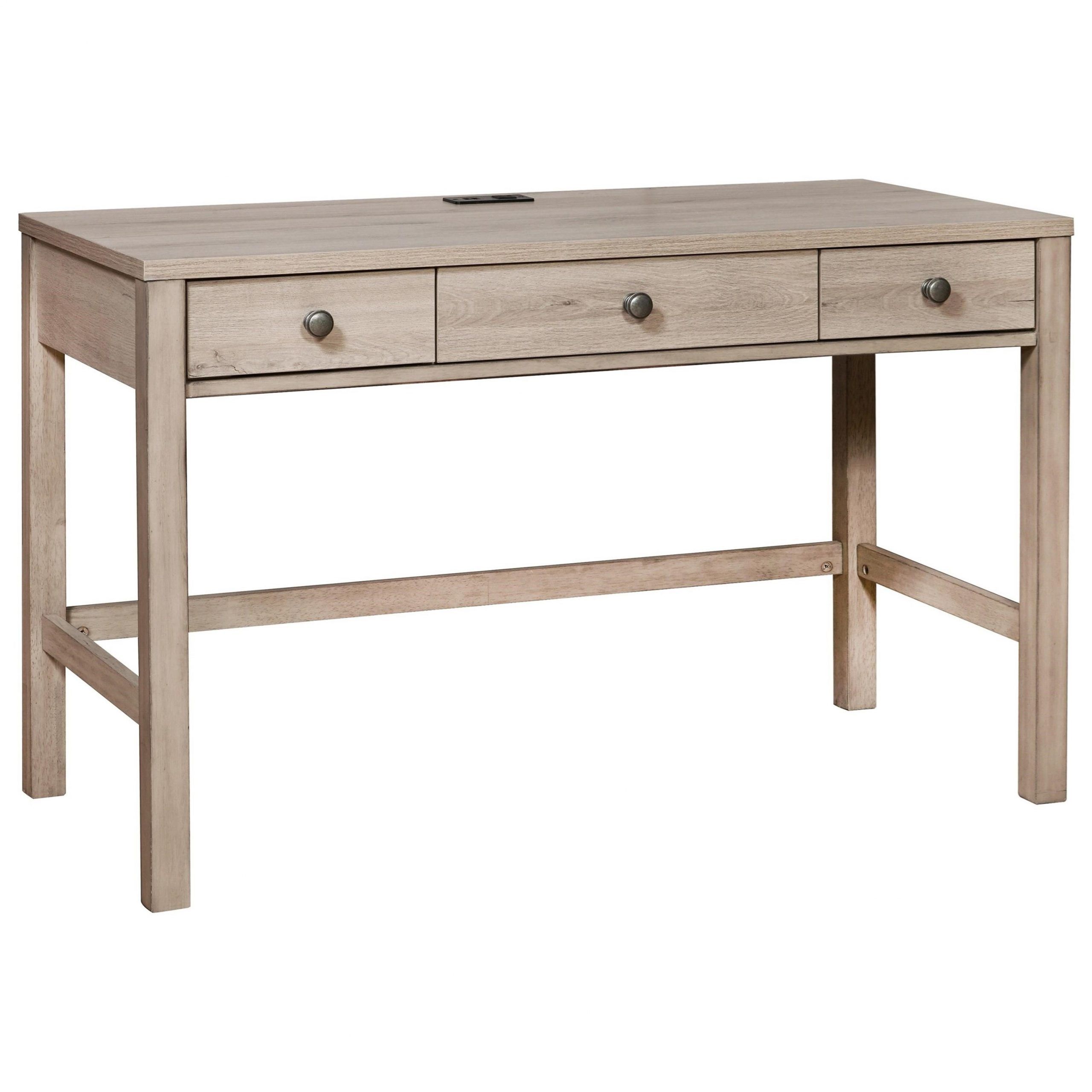 Samuel Lawrence Ash Creek 3 Drawer Desk With Usb Port | Morris Home In Acacia Wood Writing Desks With Usb Ports (View 1 of 15)