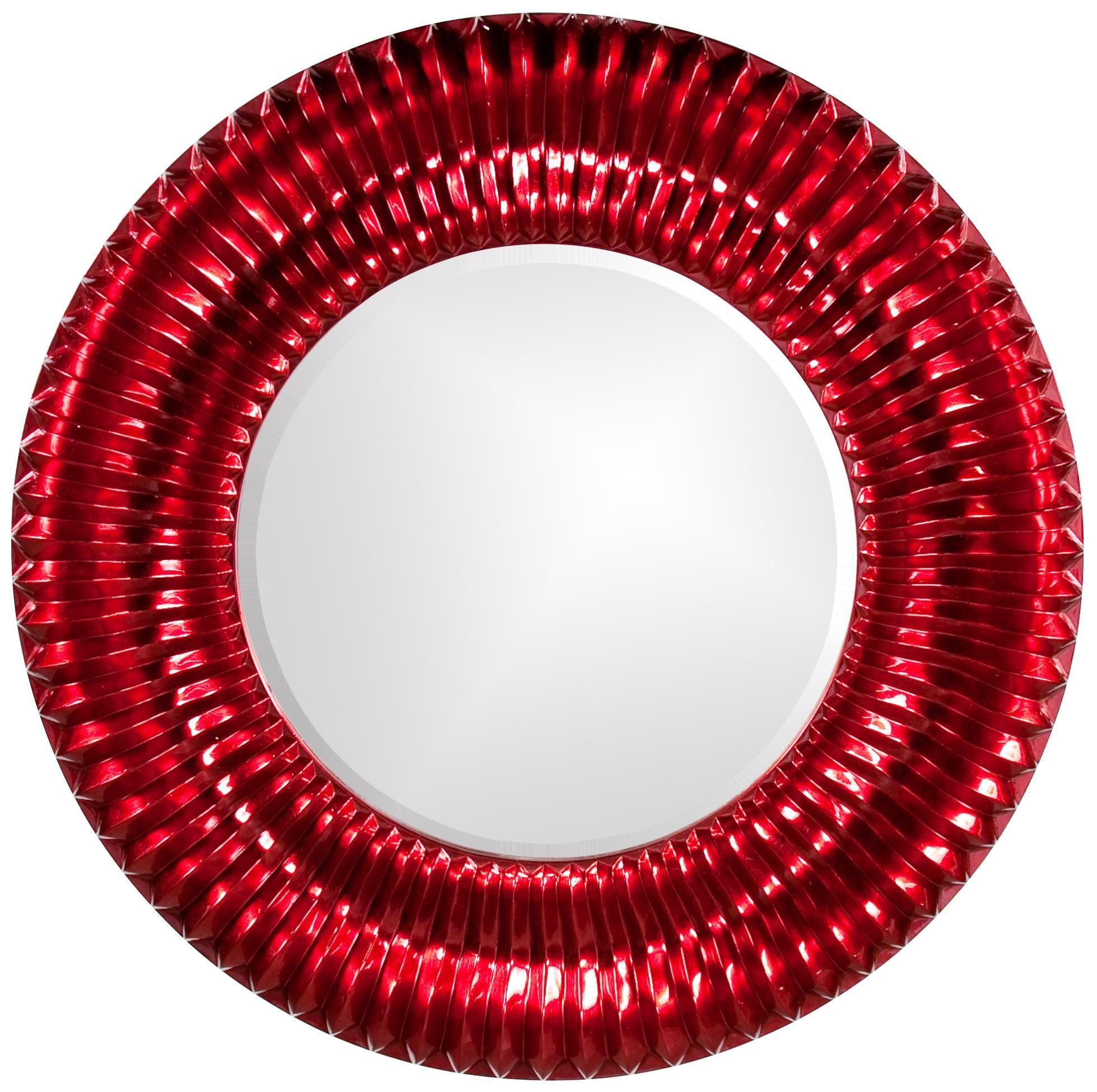 Sao Paulo Ribbed Metallic Red 46" Round Wall Mirror – #r2196 | Lamps In Glossy Red Wall Mirrors (View 15 of 15)