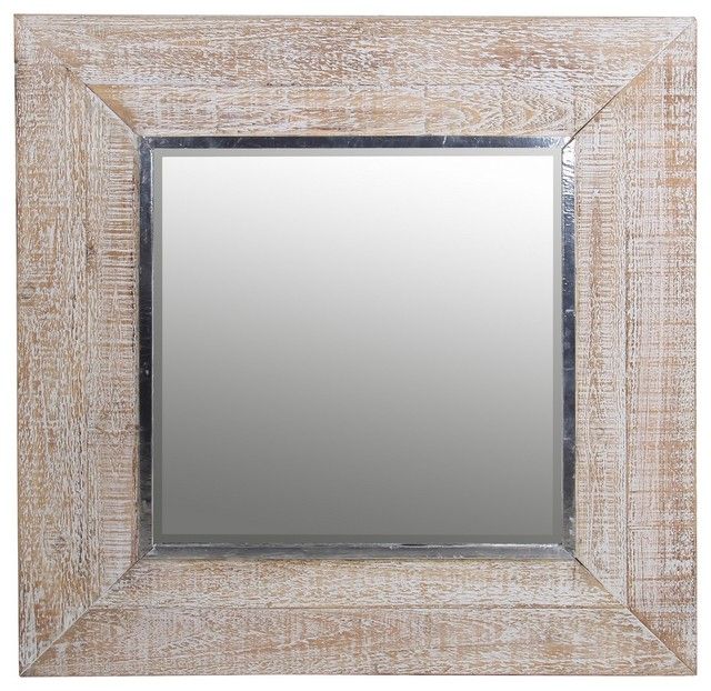 Sathia Square Whitewash Mirror, 32" – Farmhouse – Wall Mirrors – Inside White Square Wall Mirrors (View 8 of 15)