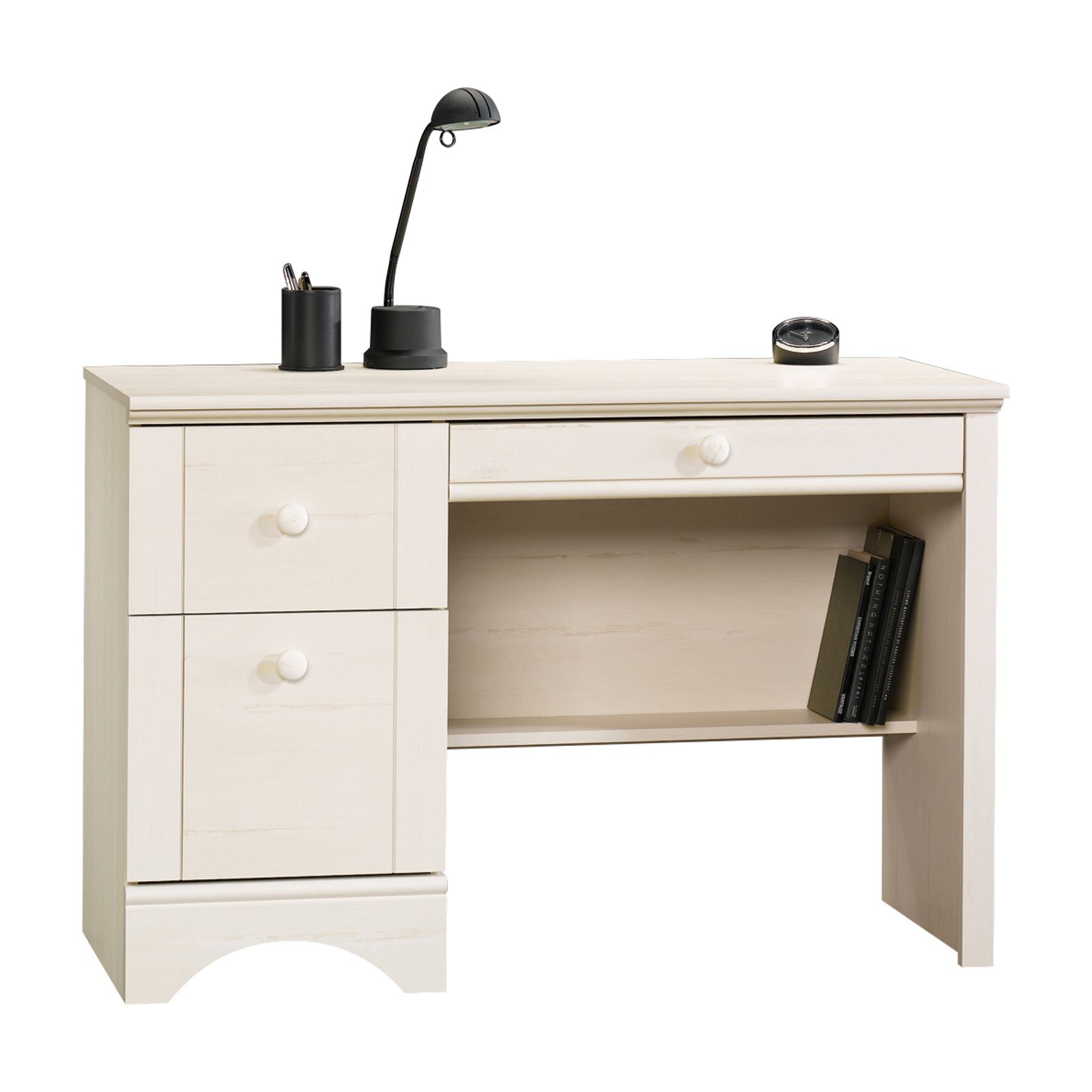 Sauder Harbor View Computer Desk – Antiqued White – Desks At Hayneedle Inside Off White And Cinnamon Office Desks (View 7 of 15)