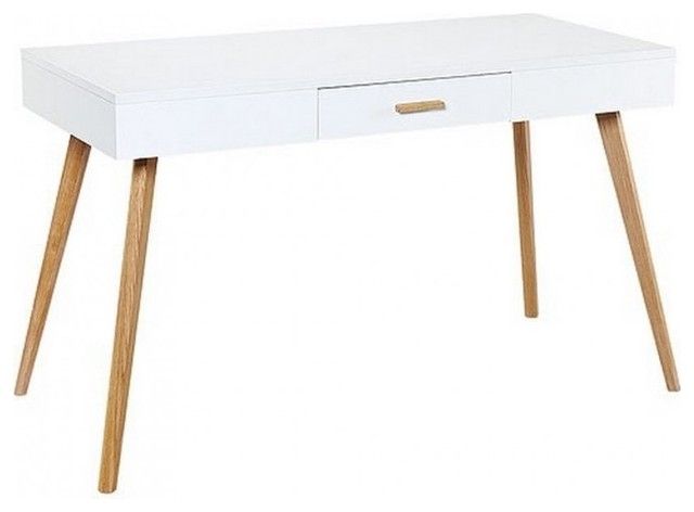 Scandinavian White And Oak Writing Desk – Scandinavian – Desks In White Oak Wood Writing Desks (Photo 9 of 15)