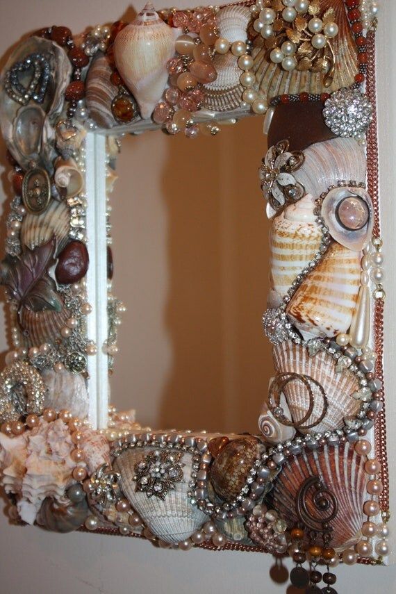 Sea Shell Jewelry Mosaic Mirror Ocean Beach With Shell Mosaic Wall Mirrors (View 13 of 15)