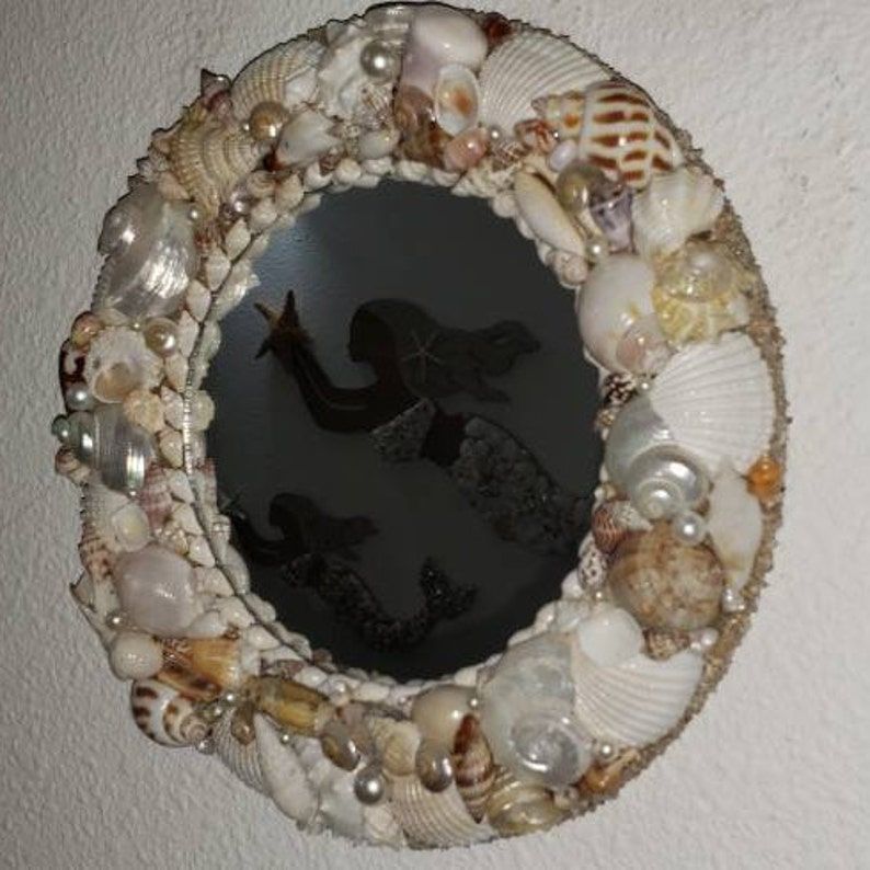 Sea Shell Mirror Beach Decor Round Sea Shell Wall Mirror | Etsy Regarding Shell Wall Mirrors (View 6 of 15)