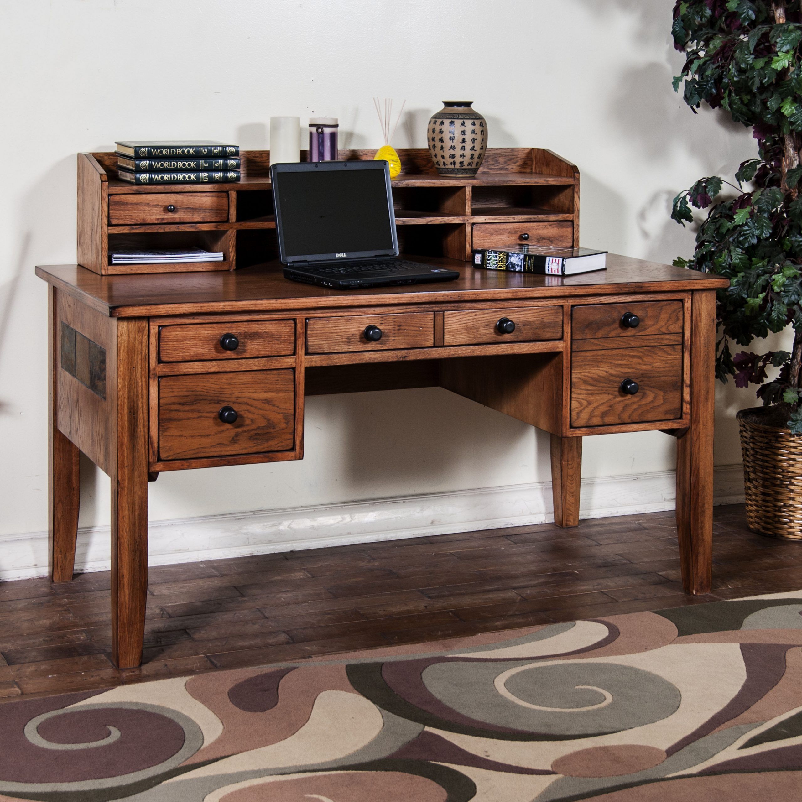 Sedona Rustic Oak Wood Writing Desks W/hutch | The Classy Home For Rustic Acacia Wooden Writing Desks (View 7 of 15)