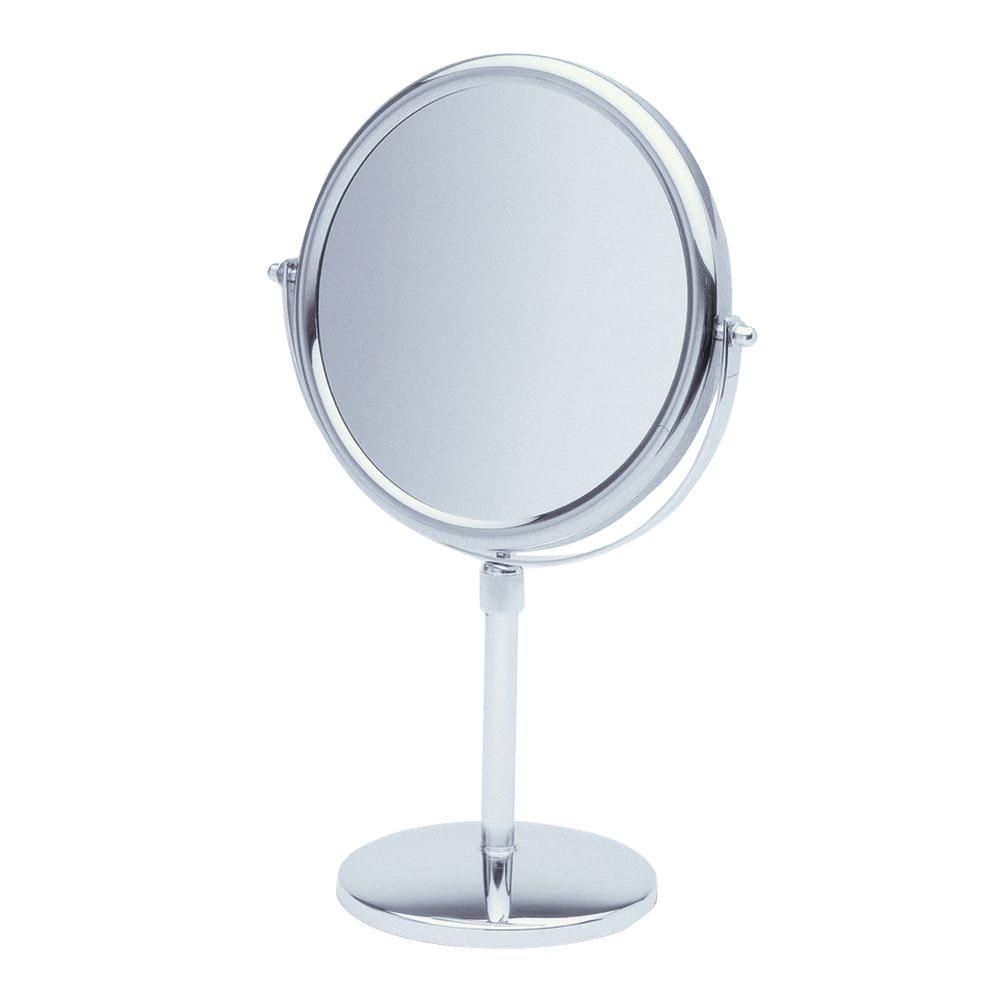 See All 9 In. X 16 In. Round Table Pedestal Makeup Mirror With Strong Regarding Single Sided Chrome Makeup Stand Mirrors (Photo 5 of 15)