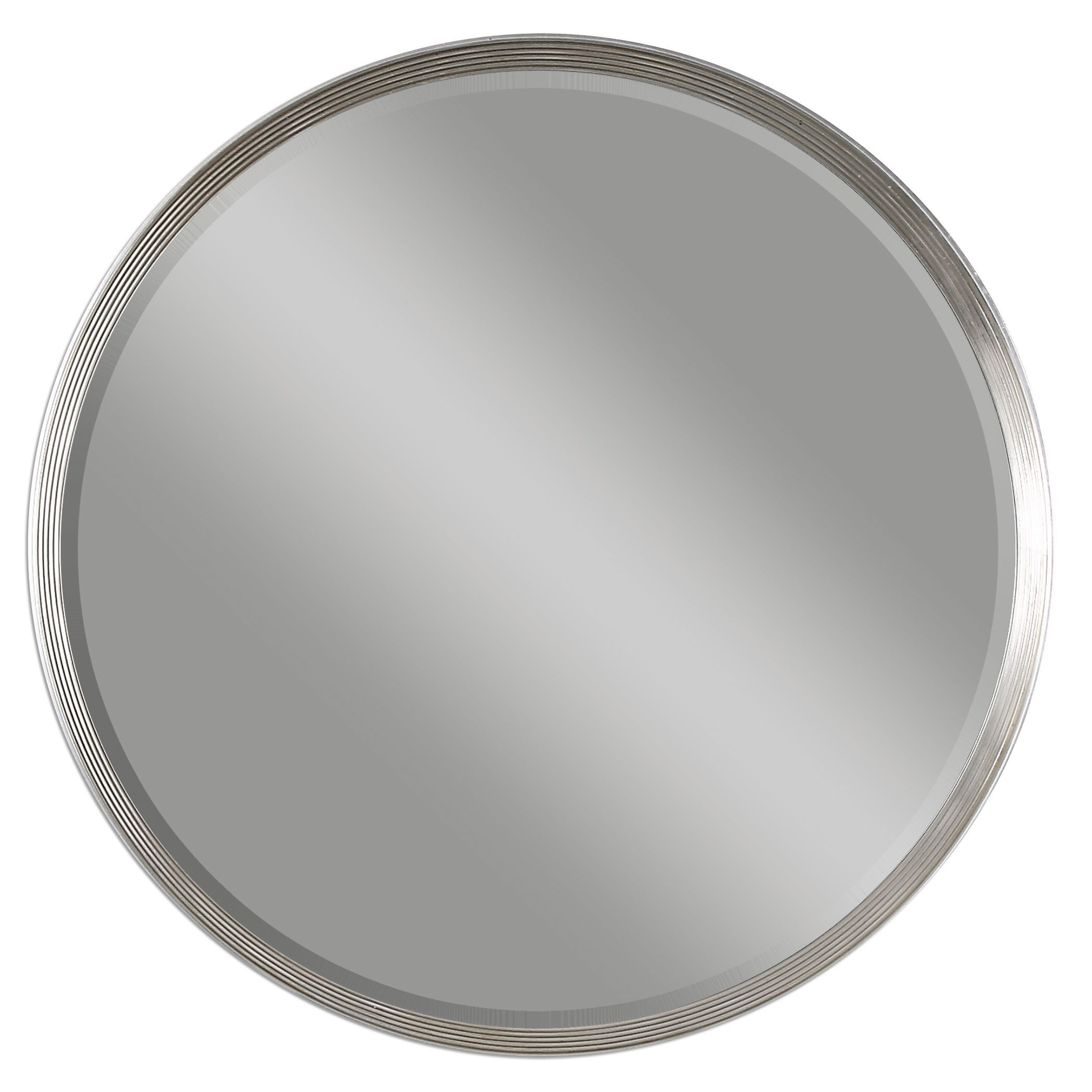 Serenza Round Silver Mirror From Uttermost (14547) | Coleman Furniture Throughout Silver Leaf Round Wall Mirrors (View 15 of 15)