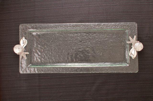 Shells Hammered Glass Rectangular Tray Contemporary Platters Throughout Ogier Accent Mirrors (View 6 of 12)