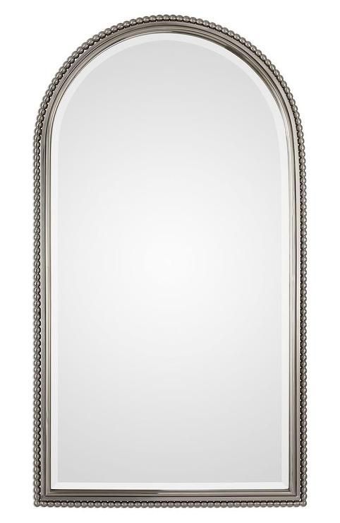 Sherise Arched Beaded Nickel Wall Mirror | Beaded Mirror, Silver Leaf With Glam Silver Leaf Beaded Wall Mirrors (View 5 of 15)
