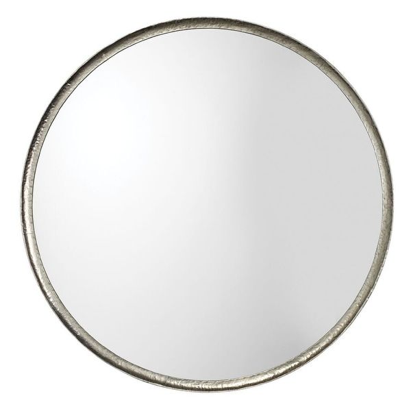 Shop 36" Silver Leaf Metal Refined Round Mirror – Free Shipping Today Intended For Silver Leaf Round Wall Mirrors (View 9 of 15)