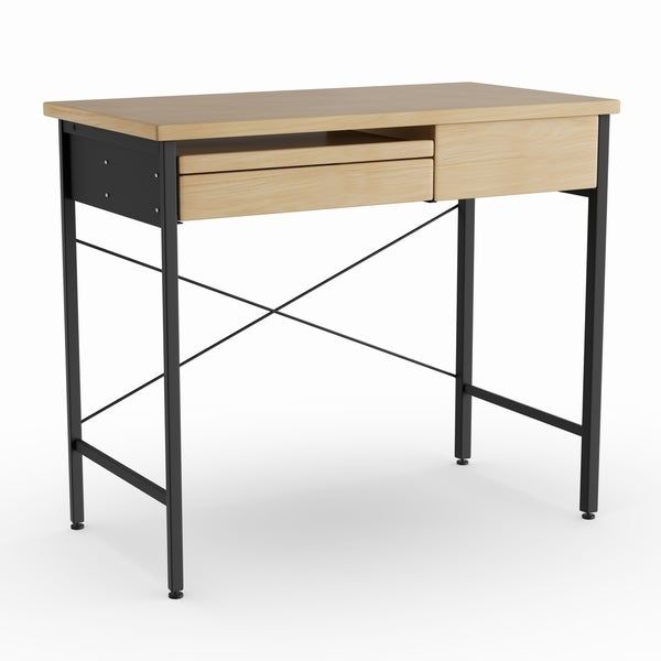 Shop Carbon Loft Zadie Ashwood Oak Mdf/ Metal Compact Desk – Free Inside Graphite And Ashwood Writing Desks (View 3 of 15)