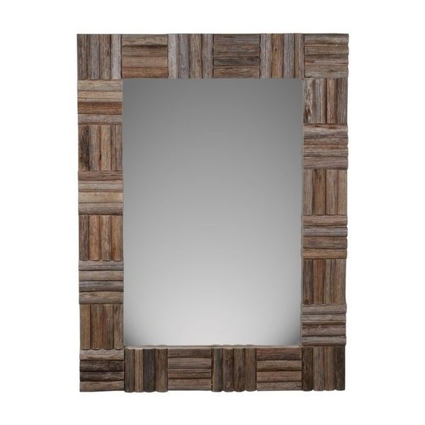 Shop Cheung's Handmade Hand Crafted Brown Wood Frame Wall Mirror – Free With Regard To Medium Brown Wood Wall Mirrors (Photo 8 of 15)