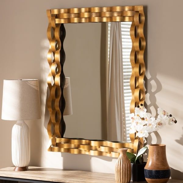Shop Contemporary Antique Gold Rectangular Wall Mirrorbaxton Studio In Sartain Modern & Contemporary Wall Mirrors (View 13 of 15)