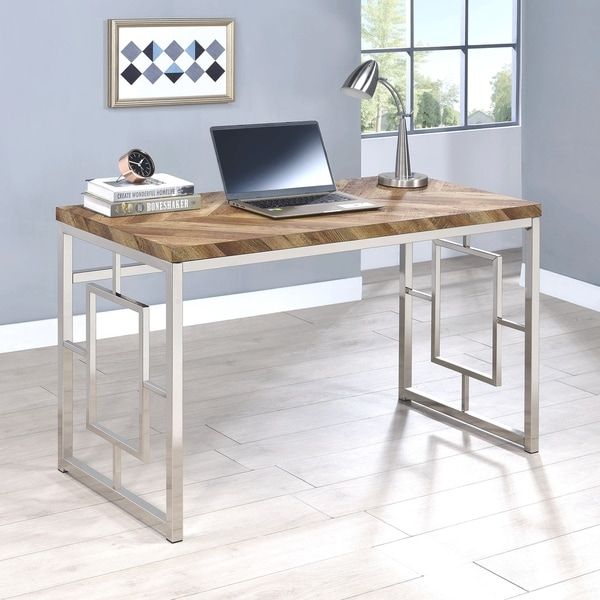 Shop Contemporary Trendy Modern Herringbone Design Home Office Computer In Modern Office Writing Desks (View 3 of 15)