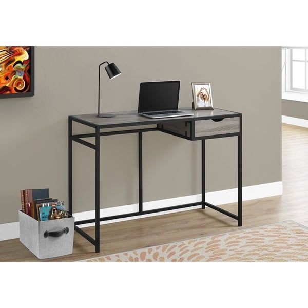 Shop Dark Taupe And Black Metal 42 Inch Computer Desk – Free Shipping Within Black Metal Gaming Desks (View 11 of 15)