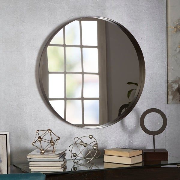 Shop Eagan Round Metal Wall Mirror – On Sale – Free Shipping Today Throughout Steel Gray Wall Mirrors (View 15 of 15)
