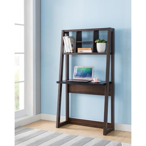 Shop Ladder Style Wooden Desk With Shelves, Black – Free Shipping Today Pertaining To 2 Shelf Black Ladder Desks (View 7 of 15)