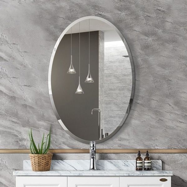 Shop Mirror Trend Oval Frameless Beveled Wall Mirror Dm010 2232 22''x Pertaining To Tetbury Frameless Tri Bevel Wall Mirrors (Photo 9 of 15)