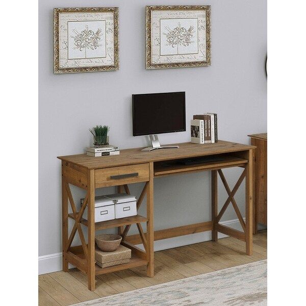 Shop Saint Birch Austin Rustic Brown 47 Inch Writing Desk With 1 Laptop For Black And Brown 5 Shelf 1 Drawer Desks (View 7 of 15)