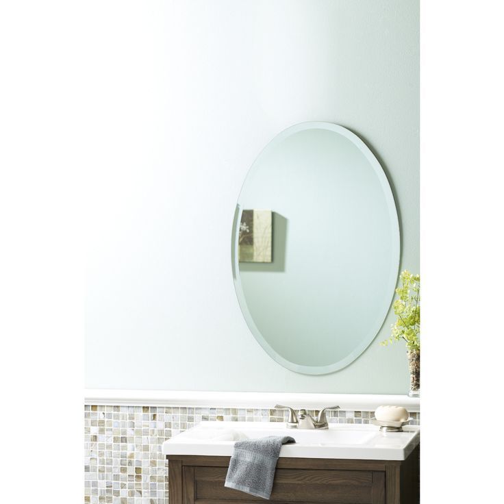 Shop Style Selections 24 In X 36 In Beveled Oval Frameless Wall Mirror For Thornbury Oval Bevel Frameless Wall Mirrors (View 4 of 15)