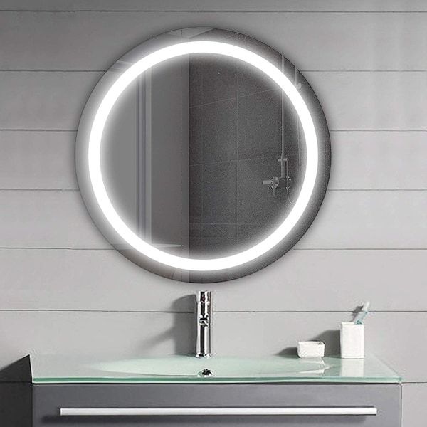 Shop Vanity Art 24" Frameless Round Led Lighted Illuminated Vertical Throughout Round Backlit Led Mirrors (View 14 of 15)