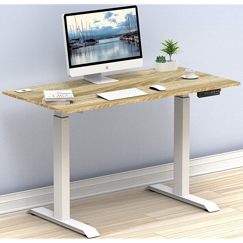 Shw Electric Height Adjustable Computer Desk, 48 X 24 Inches, Black In Green Adjustable Laptop Desks (View 3 of 15)