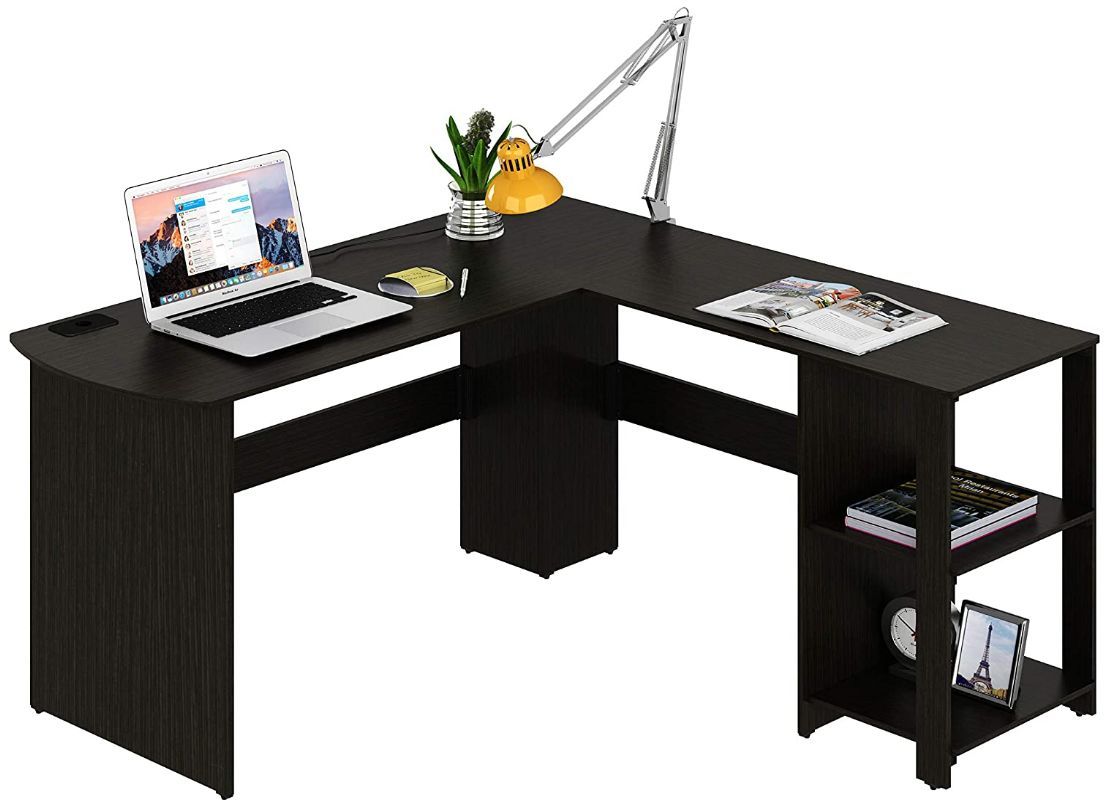 Shw L Shaped Desk Shw L Shaped Home Office Corner Desk Wood Top Inside Espresso Adjustable Laptop Desks (View 7 of 15)