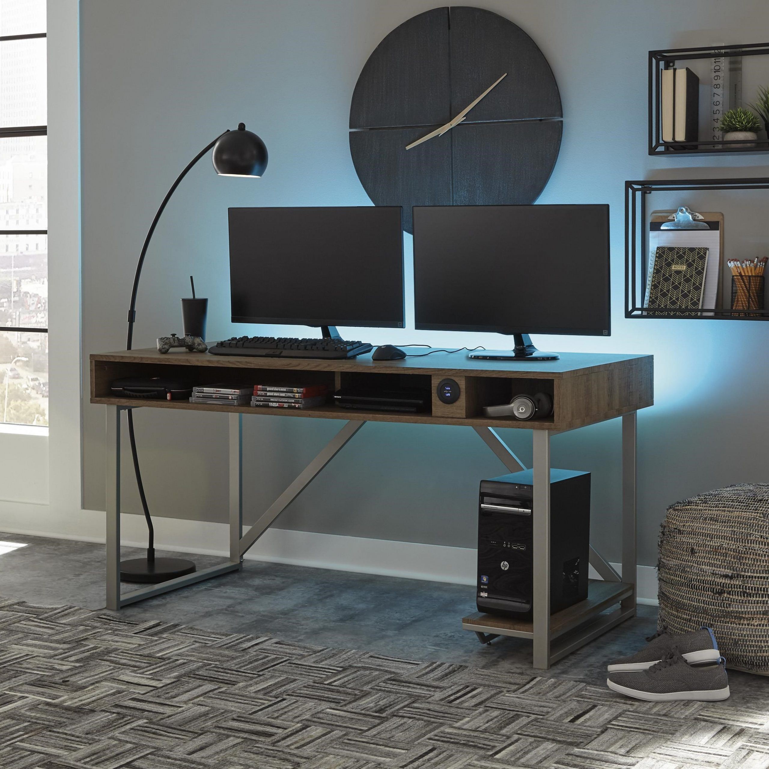 Signature Designashley Barolli H700 26 Gaming Desk | Sam Levitz With Regard To Gaming Desks With Built In Outlets (View 10 of 15)