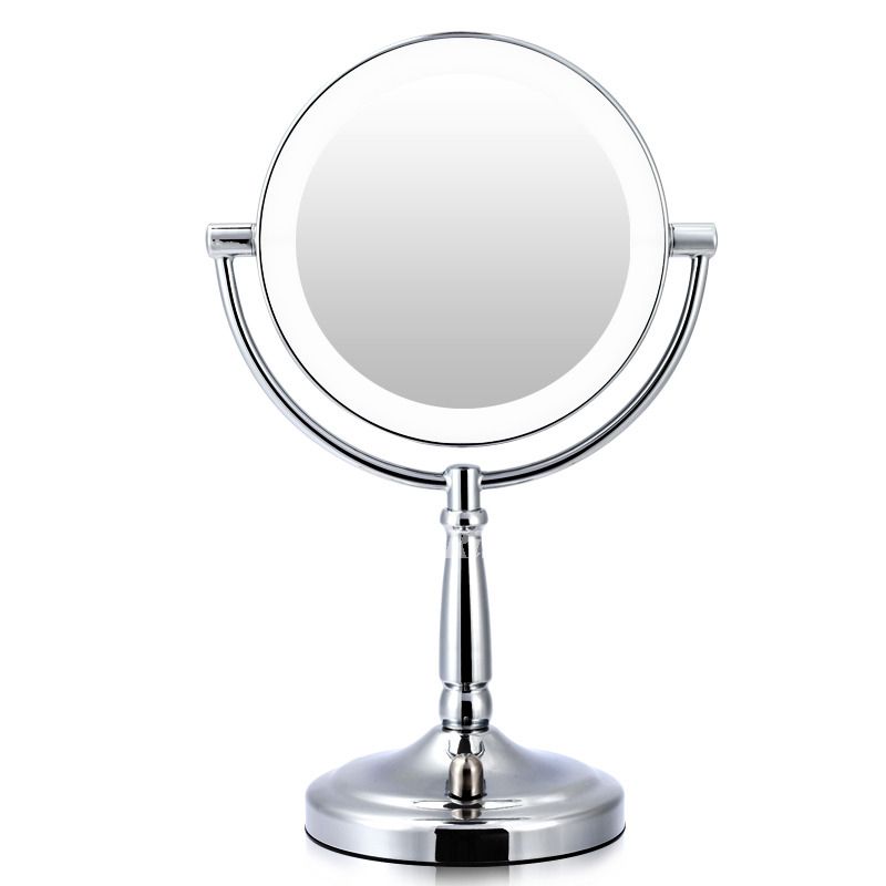 Silver Chrome Lighted Makeup Mirror 3x Bathroom Round Shaped Throughout Chrome Led Magnified Makeup Mirrors (View 12 of 15)