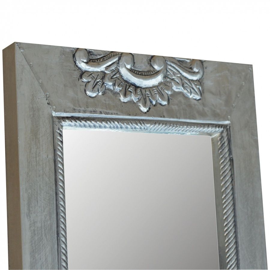 Silver Cladded Mirror With Regard To Linen Fold Silver Wall Mirrors (View 6 of 15)