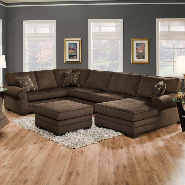Simmons Upholstery Deluxe Sectional | Brown Living Room, Brown Inside Brown And Yellow Sectional Corner Desks (Photo 5 of 15)