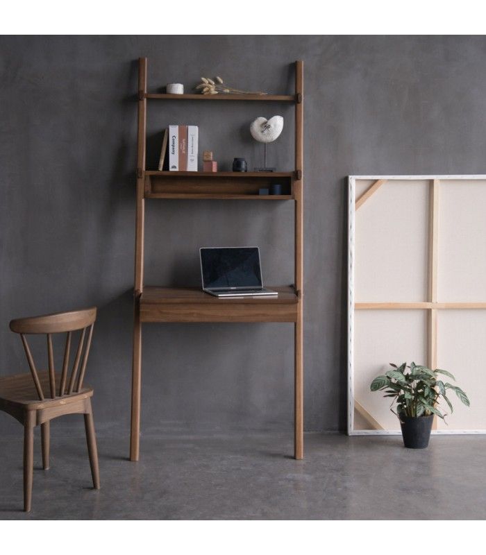 Simplycity Ladder Desk W/ Drawer And Niche – Mountain Teak With White Ladder Desks (View 1 of 15)