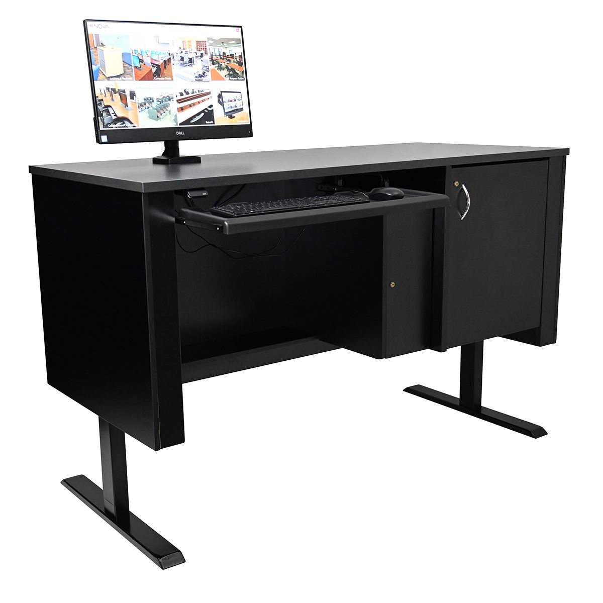 Sit / Stand Lectern With Locking Cpu Storage – Articulating Surface With Graphite Convertible Desks With Keyboard Shelf (View 14 of 15)