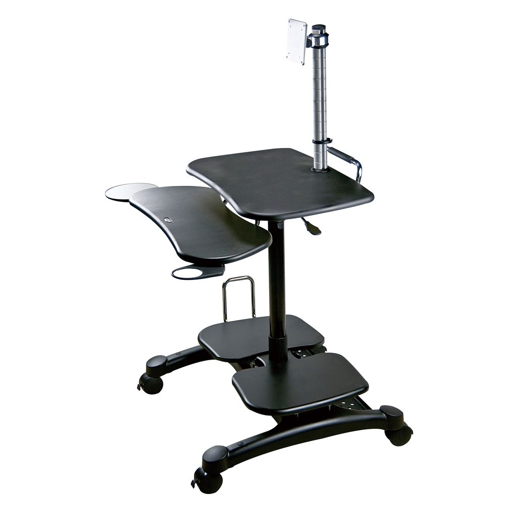 Sit/stand Mobile Pc Workstation W/monitor Mount Inside Sit Stand Mobile Desks (Photo 8 of 15)