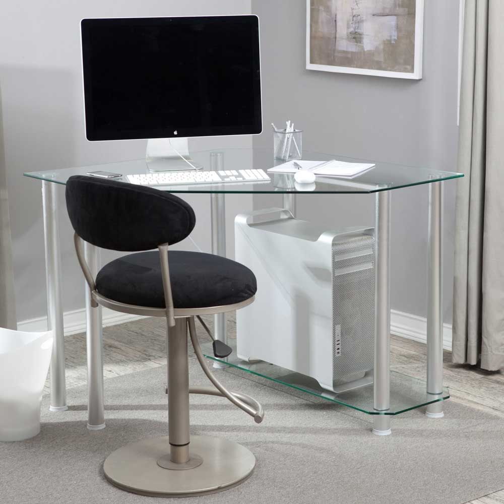 Small Glass Desk For Small Home Office Space With Regard To Metal And Glass Work Station Desks (View 3 of 15)