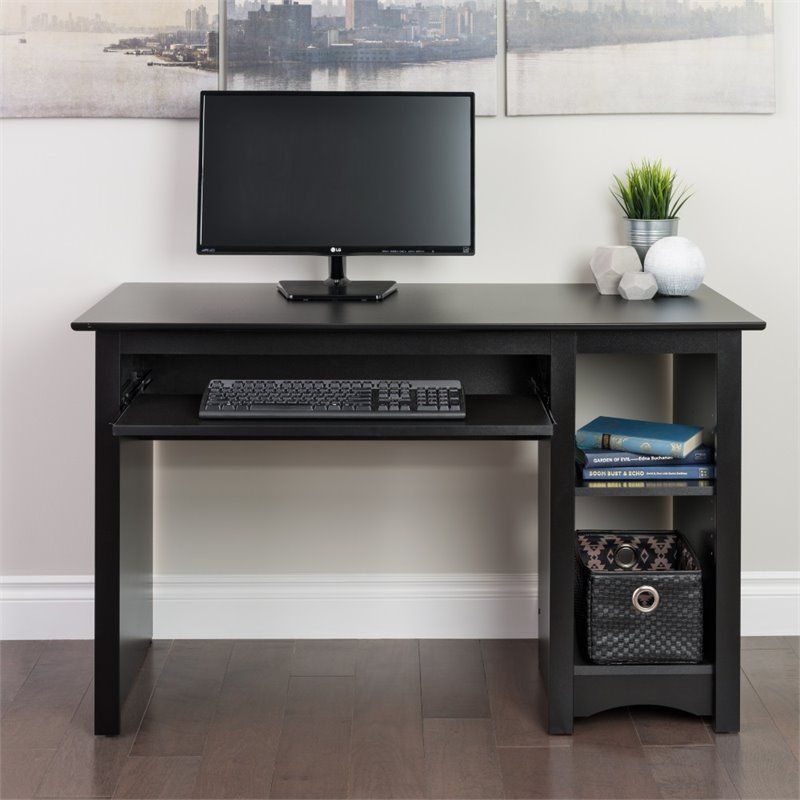Small Wood Laminate Computer Desk In Black – Bdd 2948 Throughout Elm Wood Black Desks (Photo 12 of 15)