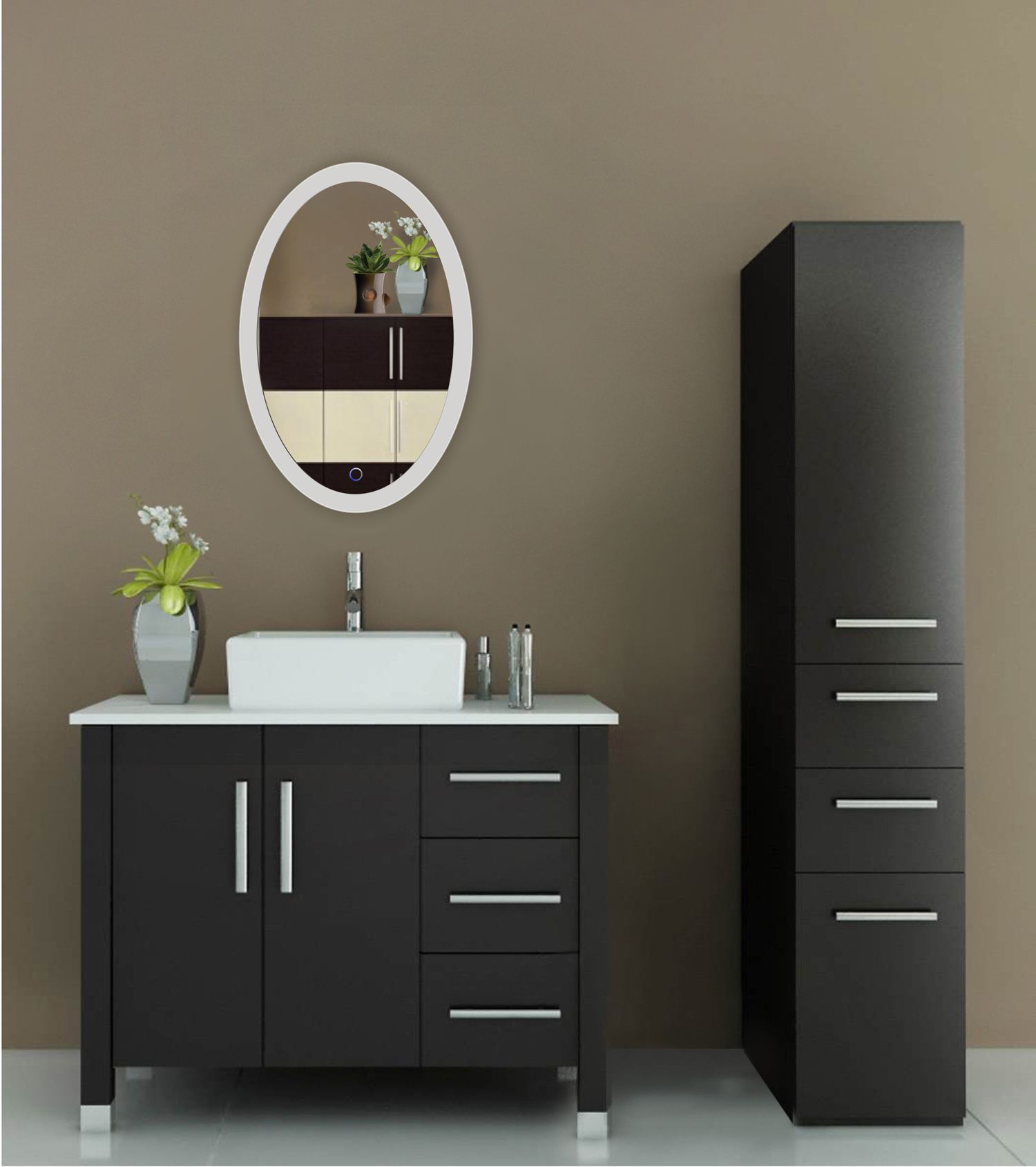 Sol Oval 20″ X 30″ Led Bathroom Mirror W/ Dimmer & Defogger | Oval Back In Back Lit Oval Led Wall Mirrors (Photo 9 of 15)