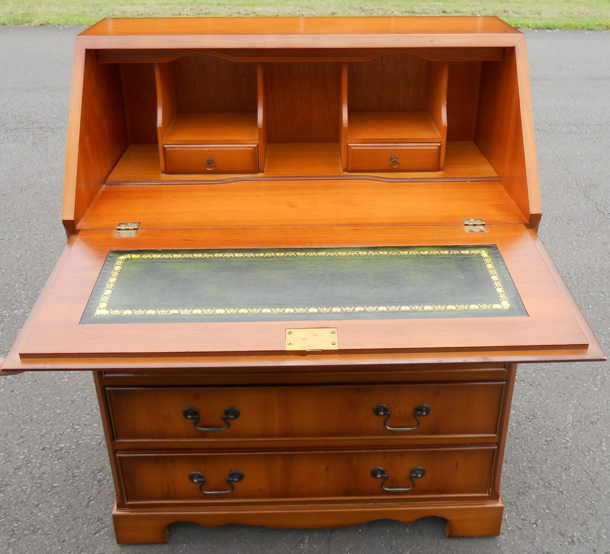 Sold – Antique Style Yew Wood Writing Bureau Inside Reclaimed Barnwood Writing Desks (View 7 of 15)
