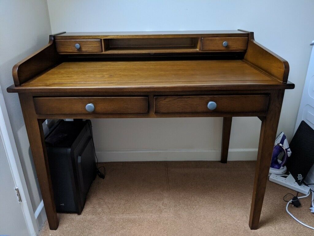Solid Oak Writing Desk – Old Charm | In Exmouth, Devon | Gumtree With Light Oak And White Writing Desks (View 10 of 15)