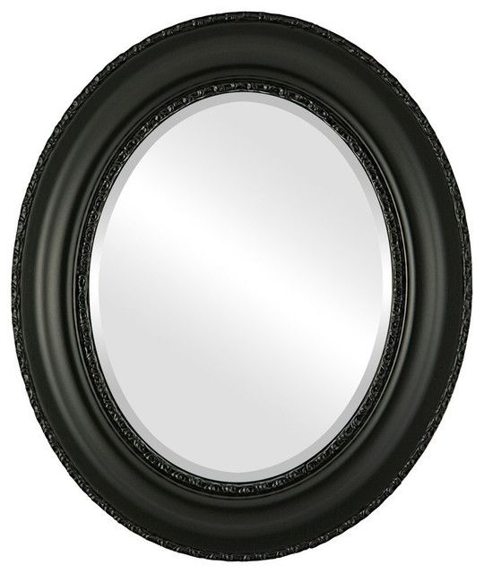 Somerset Framed Oval Mirror In Matte Black – Traditional – Wall Mirrors Inside Matte Black Led Wall Mirrors (View 15 of 15)