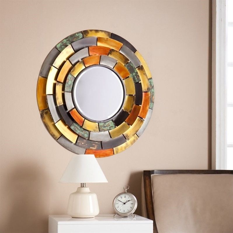 Southern Enterprises Baroda Round Decorative Mirror – Ws4761 Intended For Round Grid Wall Mirrors (Photo 8 of 15)