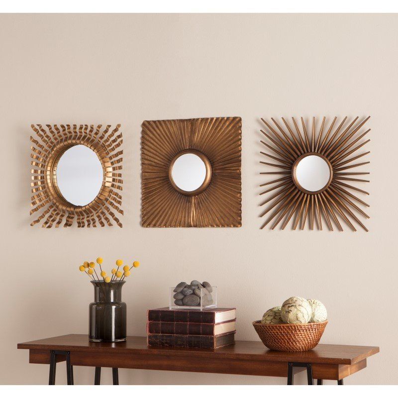 Southern Enterprises Lorzy 3 Piece Decorative Mirror Set | Mirror Decor For Levan Modern &amp; Contemporary Accent Mirrors (View 14 of 15)