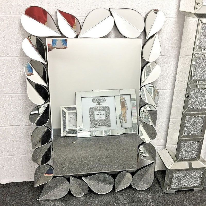 Sparkly 120cm Petal Frame Designer Large Wall Mirror Shiny Silver In Glossy Red Wall Mirrors (View 4 of 15)