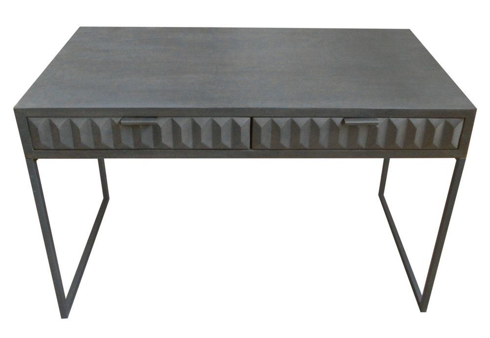 Spectrum Smoke Grey Solid Mango Wood 2 Drawer Deskdiamond Sofa Within Smoke Gray Wood 1 Drawer Desks (Photo 1 of 15)